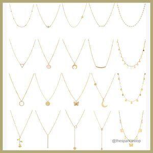 20-Piece 14K Gold Plated Choker Necklace Set with Diamond and Pearl Pendants